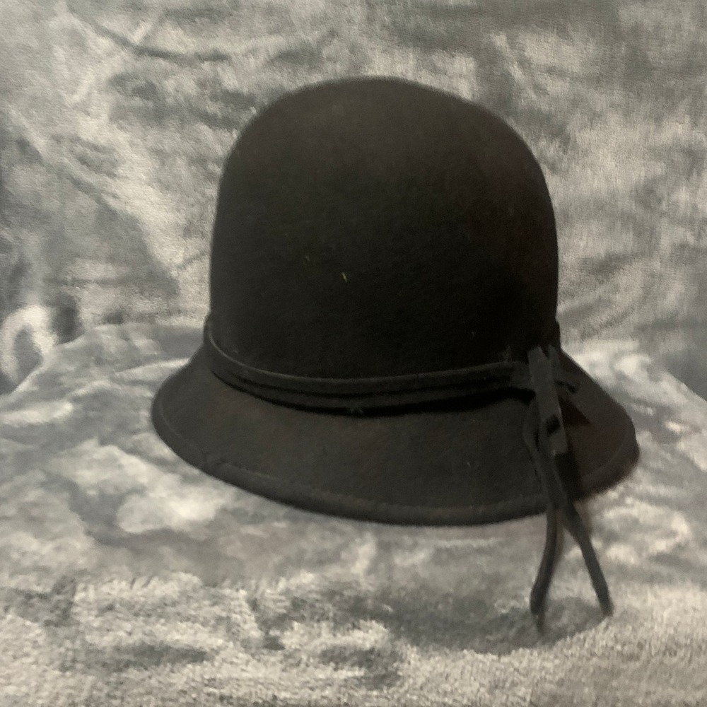 Croft & Barrow Women's Black Wool Cloche Bucket Hat with Tie Detail Vintage - Picture 6 of 10